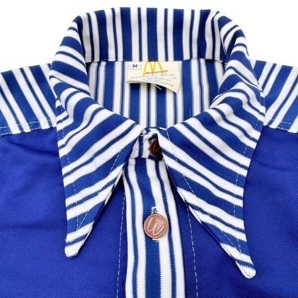 Vintage 1976 McDonald's Employee Uniform Shirt Stan Herman Blue Stripe Size M - Picture 4 of 11